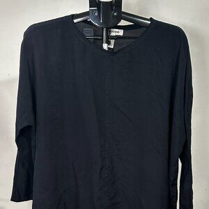 Lands’ End Black Vintage Blouse WMNS 4 Crew Neck Pullover Top Office Chic